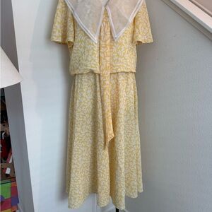 Vintage 70s 80s Diane von Furstenberg Women's Floral Yellow Midi Dress Large XL